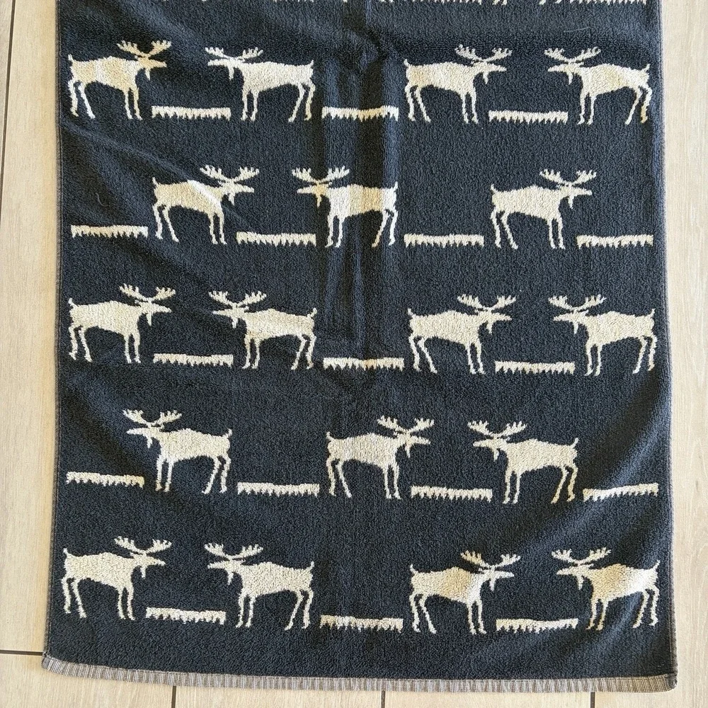 Vtg 90s Kimlor Mills Moose Bath Towel Set 2 Cotton Portugal Cabin Lodge Rustic